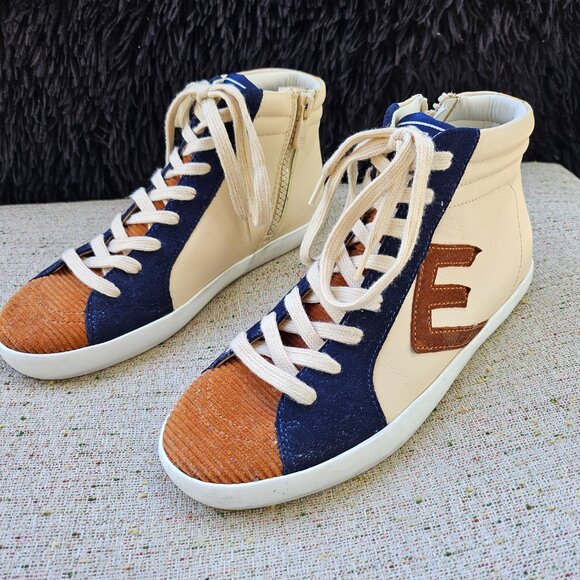 Sam Edelman Avon Kids High Tops Girl's Youth Size 3M Color Eggshell Multi - Picture 2 of 13